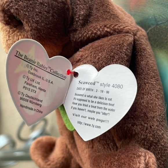 Seaweed Beanie Baby- TY Seaweed the Otter - Rare tag errors!! Vintage 1995/1996 - Picture 4 of 13